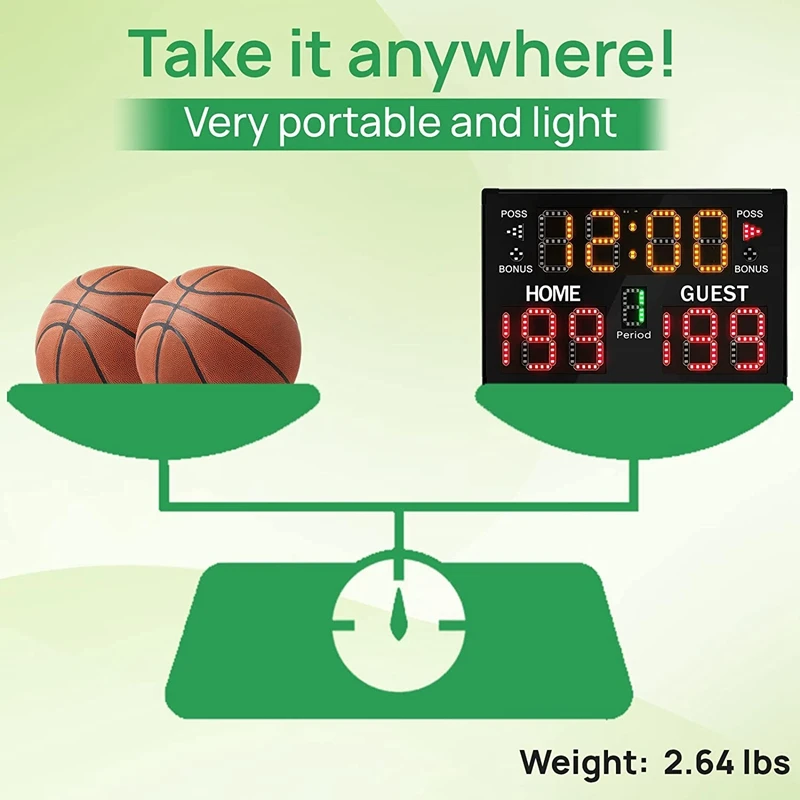 Electronic Basketball Scoreboard, Portable Digital Scoreboard With Remote For Multisports Indoor Outdoor