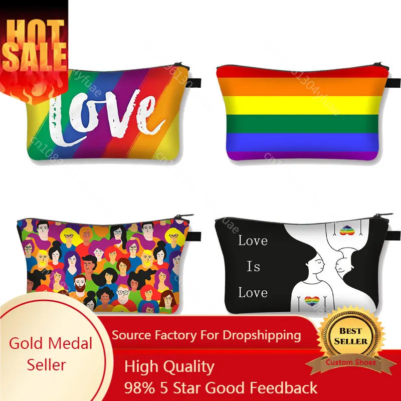 

Rainbow Cosmetic Bag Love Wins Women Makeup Bag Gay Lesbian Cosmetic Case Ladies Fashion Pouchs Toiletries Lgbt Organizer Bags