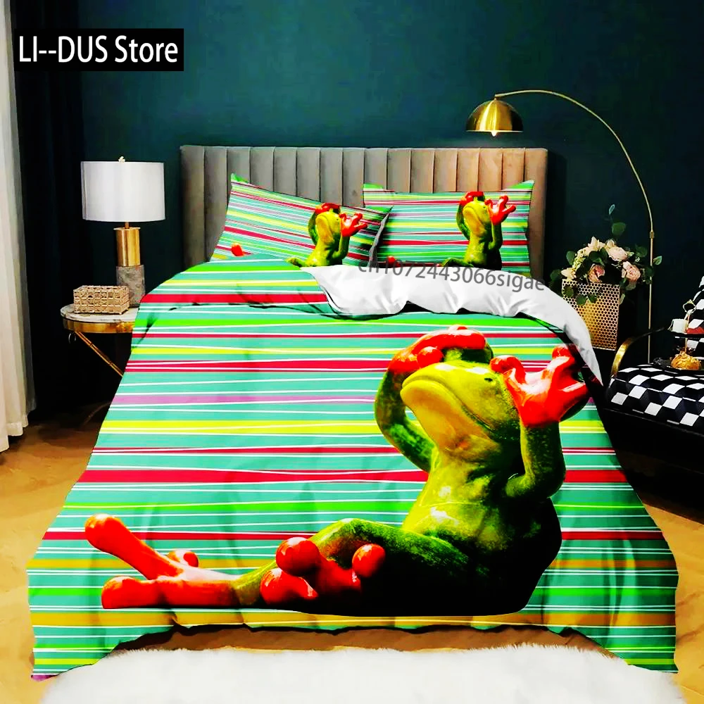 

Frog Duvet Cover Set Reptile Wildlife Animal Comforter Cover For Teens Adults Twin Double Queen King Size Polyester Qulit Cover