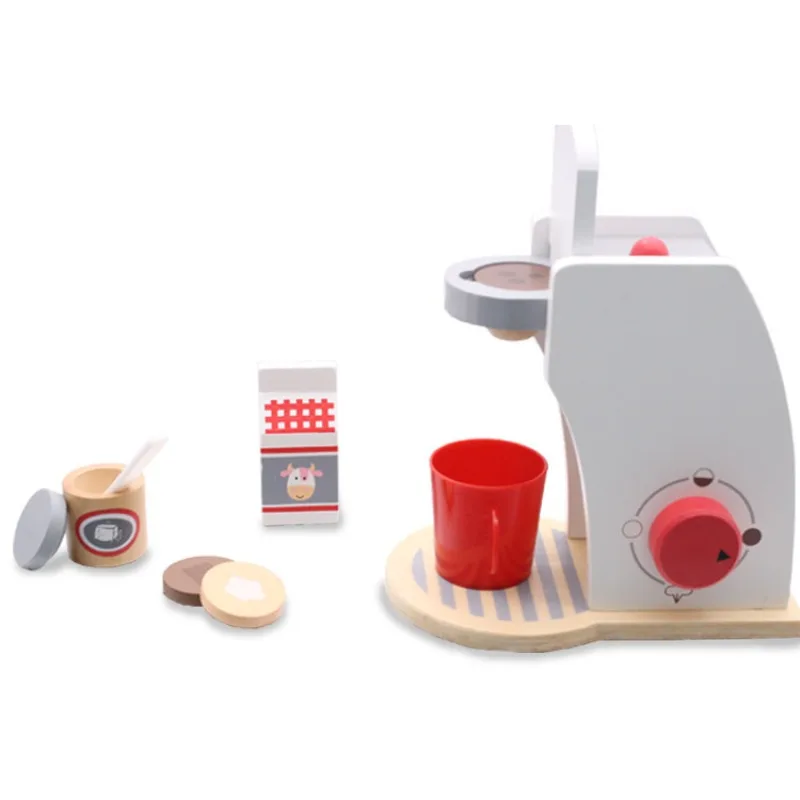 

High Quality Wood Simulation Coffee Machine Kitchen Type Pancake Machine Polishing Machine Family Toy for Children