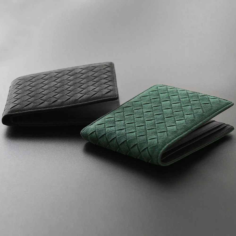 

Suede YMW Weave Wallet Women & Man Card Holder Bag Luxury Artificial Leather Slim Cards Small Thin Card Package.