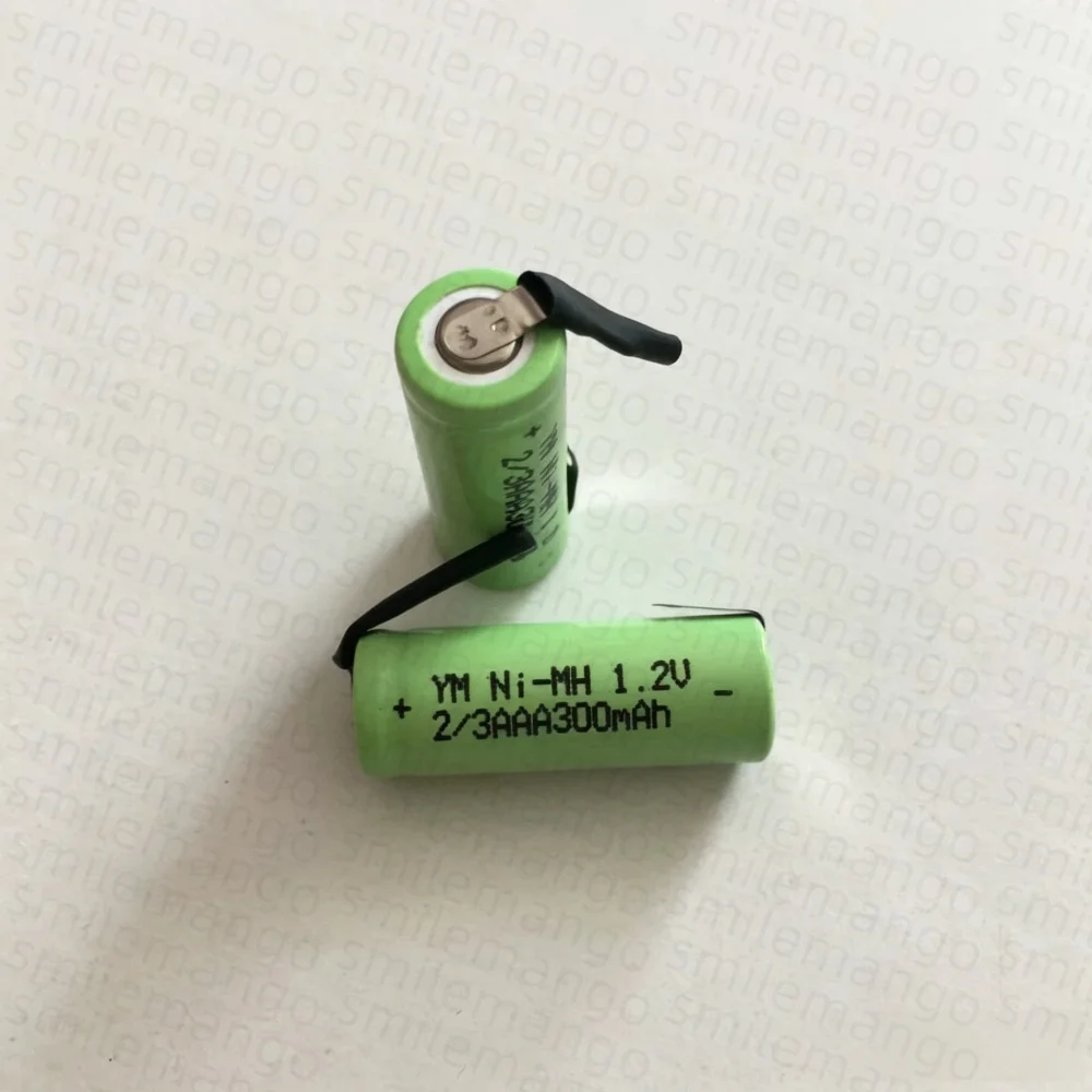 2/3 AAA 300mAh 1.2V NIMH Rechargeable Battery Pack with Nickel Strap, Suitable for Electric Shavers