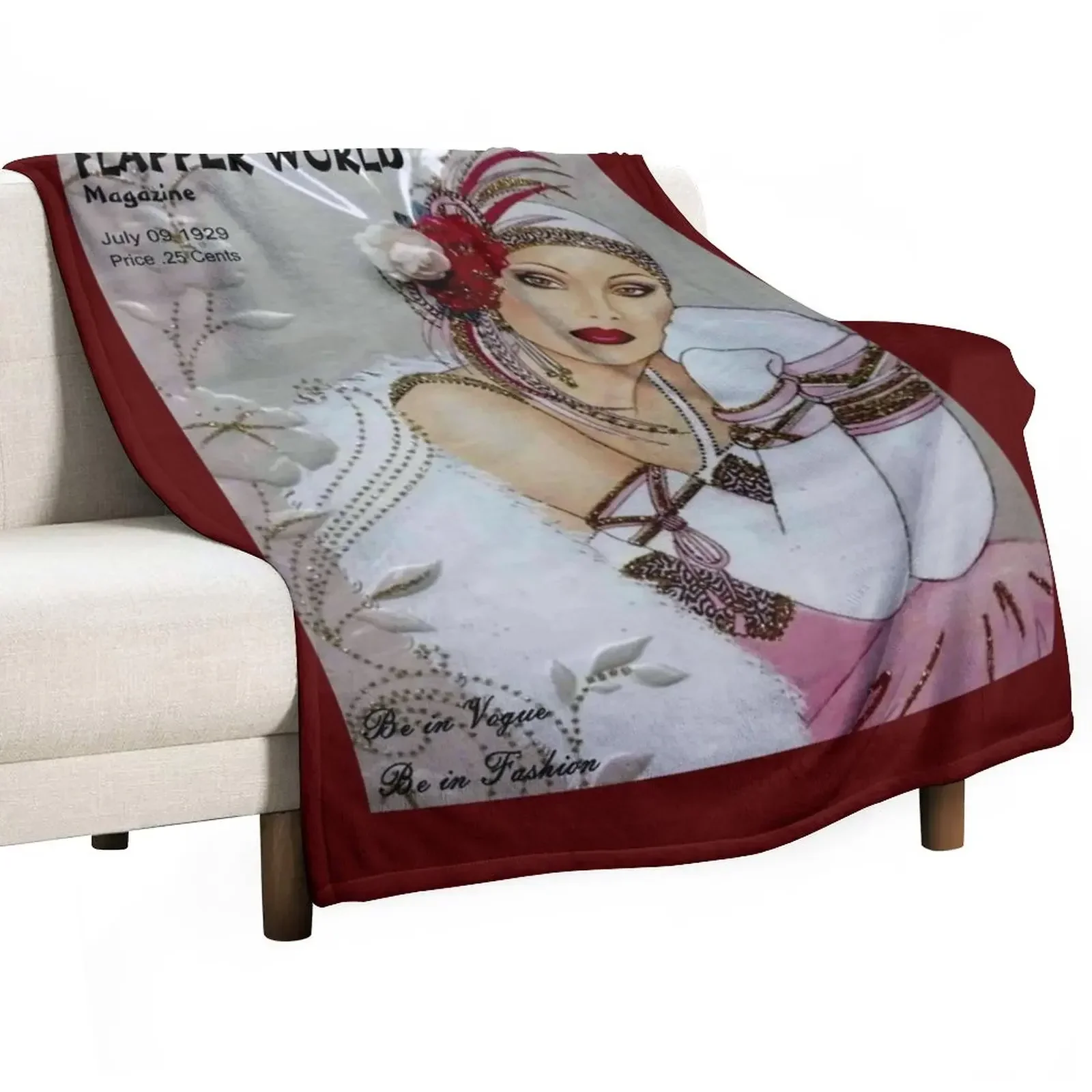 FLAPPER WORLD : Vintage 1929 Fashion Magazine Advertising Print Throw Blanket Giant Sofa Soft Beds funny gift Designers Blankets