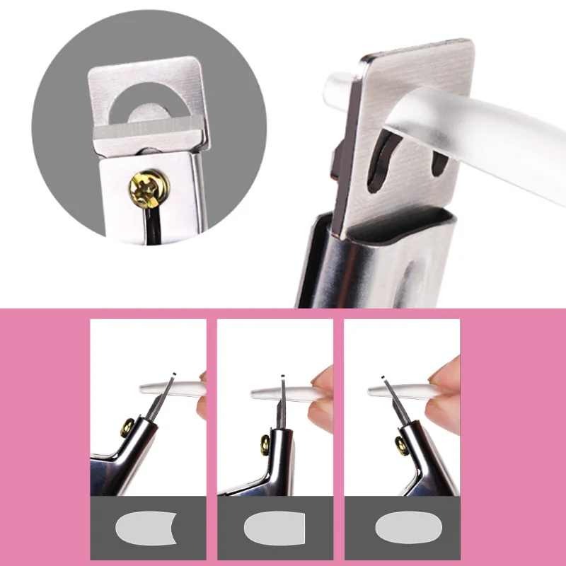 Coupe-ongles en forme de U en acier inoxydable, ciseaux pour faux ongles en acrylique, coupe-bord de pointe d'ongle, manucure avec outils de coupe précis