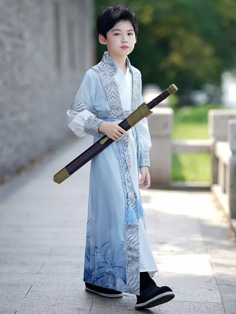 

Autumn and Winter Unisex Traditional Chinese Style Boy Ancient Costume Hanfu Modified Tang Costume New Year Performance Costume