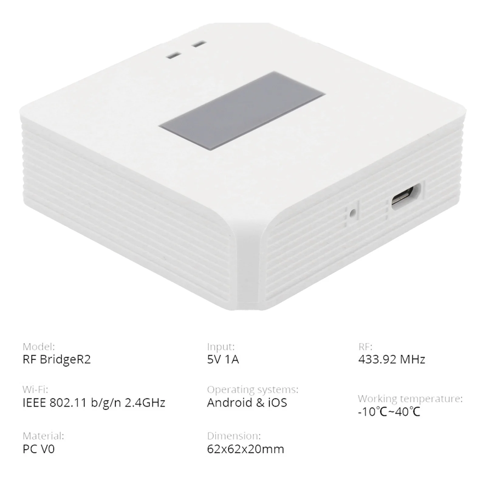 Smart Home Hub For RF BridgeR2 with WiFi Support Connects Up to 64 For RF 433MHz Devices for an Integrated Smart Ecosystem