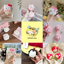 3D Cartoon Hello Kitty Silicone Case for Airpods 1 2 3 Pro Wireless Earphone Protective Cover for Airpods Pro2 With Hook