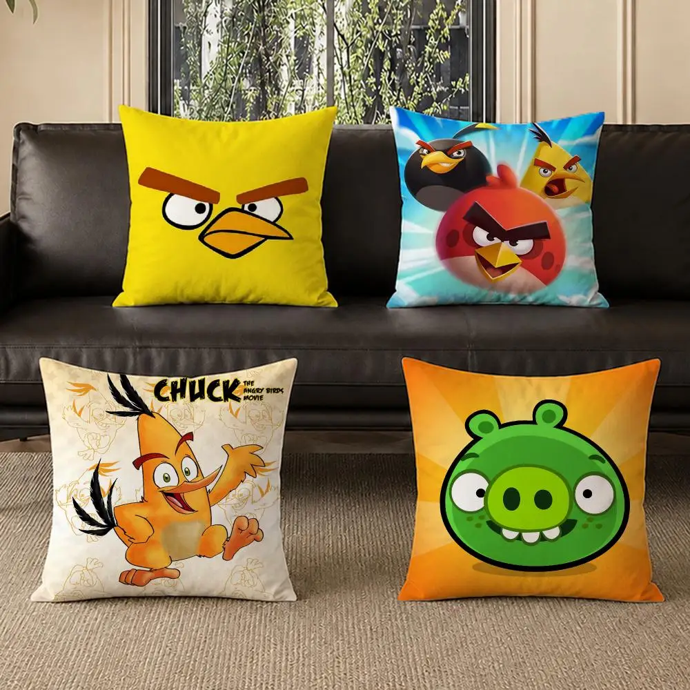 game Angry Birds Cushion Cover Pillow Short Plush Pillow Warm Simple Style for Living Room Bedroom Gift Giving