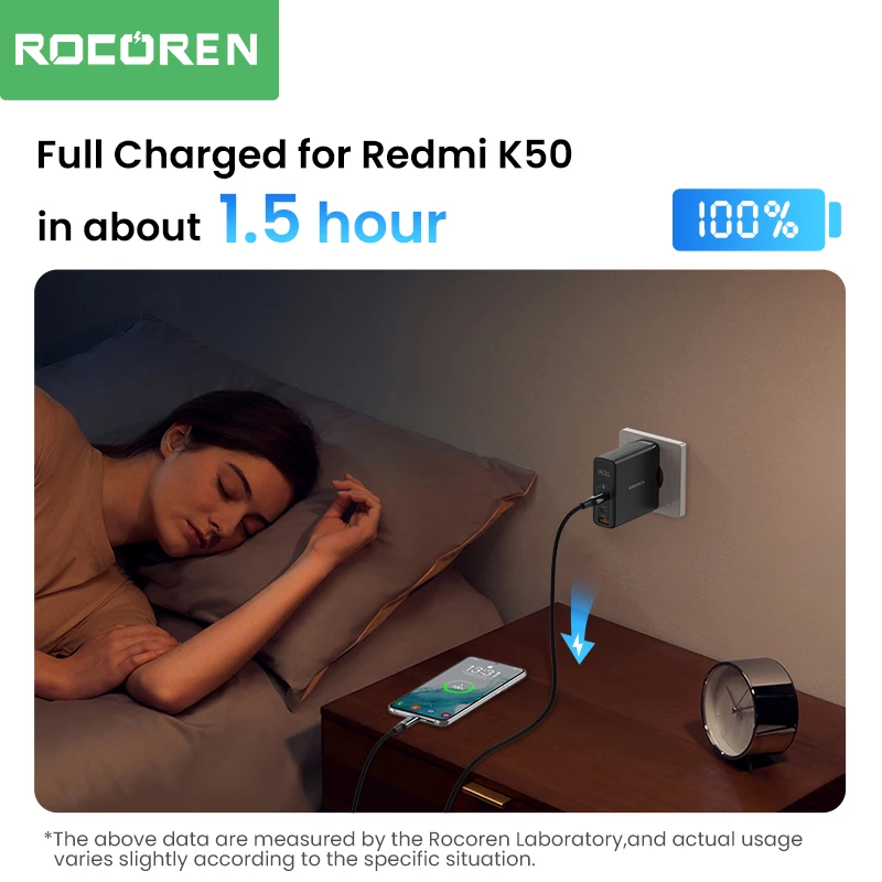 Rocoren PD 100W LED Display USB Type C Cable 5A Fast Charging Charger Wire Cord For Macbook Xiaomi POCO Samsung S22 Tablet Data