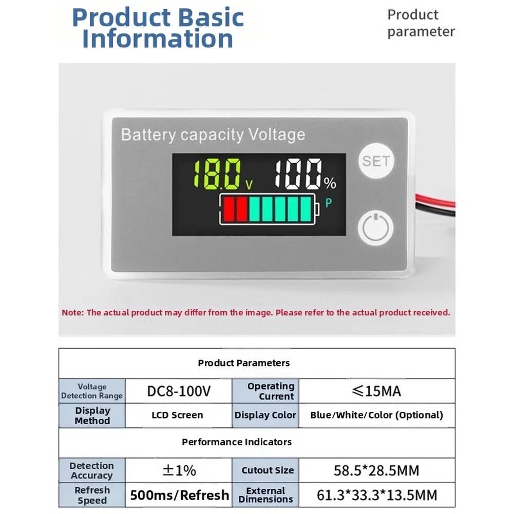 DC8-100V For Battery Capacity Indicator LCD Digital Power Meter Voltage Tester Voltmeter Electricity Meter For Electric Scooter