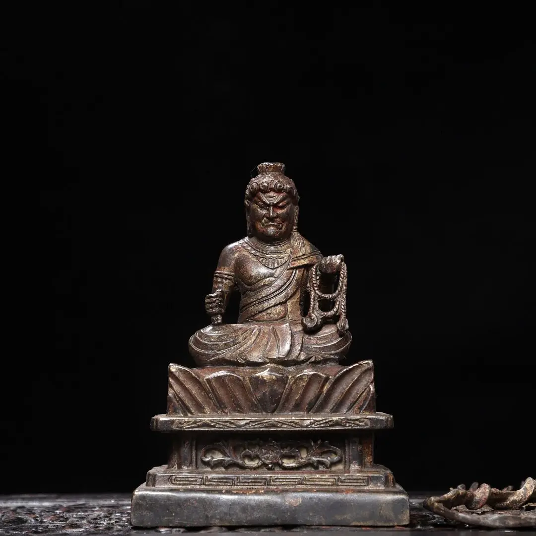 Fudo Myoo Wisdom King Bodhisattva Tibetan Vajrayana Pure Copper Gold Plated Antique Home Temple Desk Decor