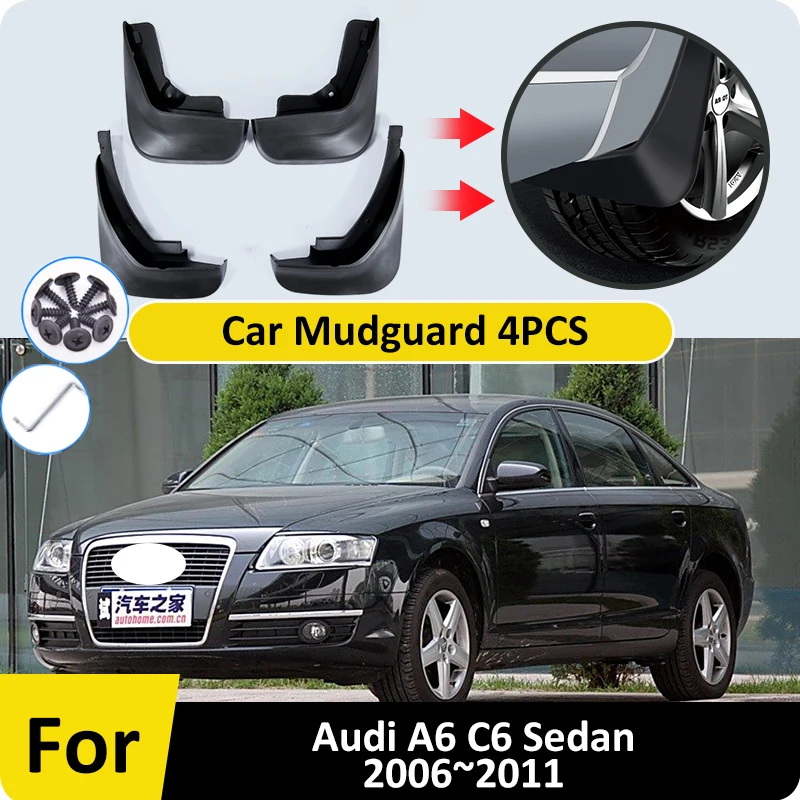 

4x Mudguard For Audi A6 C6 Sedan 2006 2007 2008 2009 2010 2011 Mud Flap Splash Guards Front Rear Fender Mudflaps Car Accessories