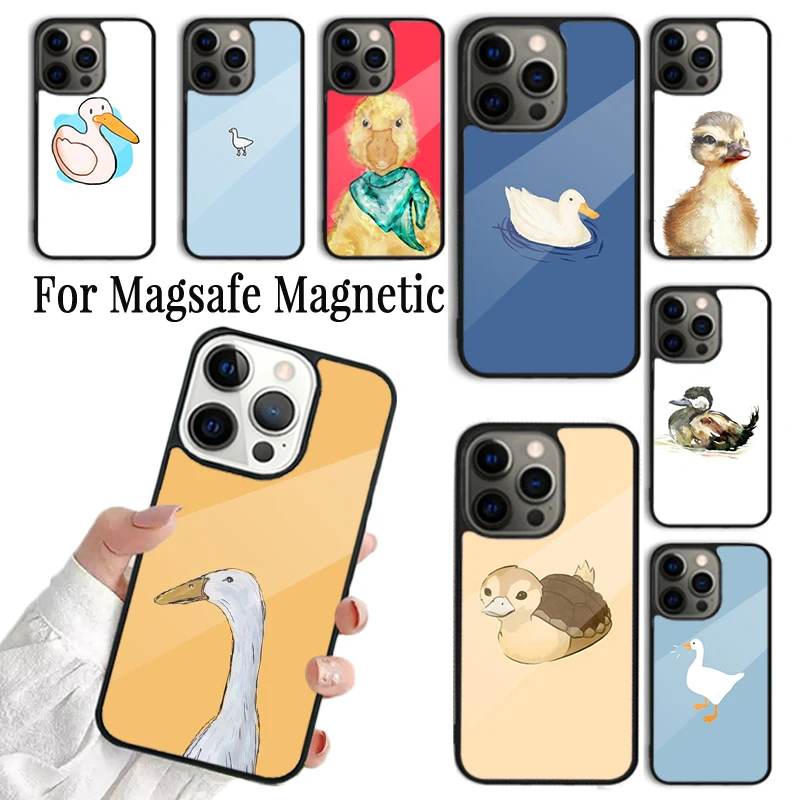 

Coque Phone Case For iPhone 16 15 14 13 12 Mini 11 Pro Max Plus Magsafe Magnetic Wireless Charging Cover Cute Cartoon Duck