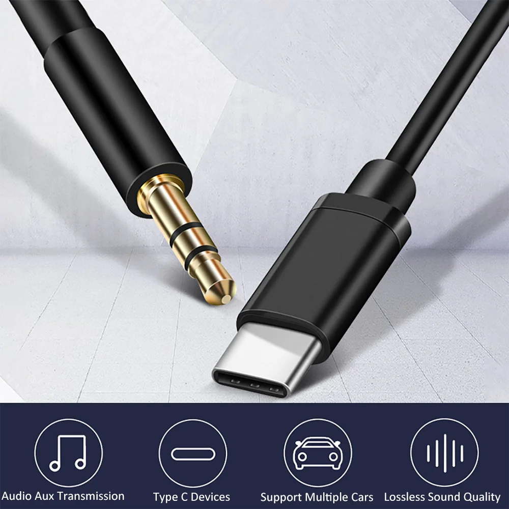 USB C TO 3 5 MM Jack USB C Adapter Type C To Jack 3 5 Cell phone accessories Aux Connector For Car Aux Player Headset Speaker 1m