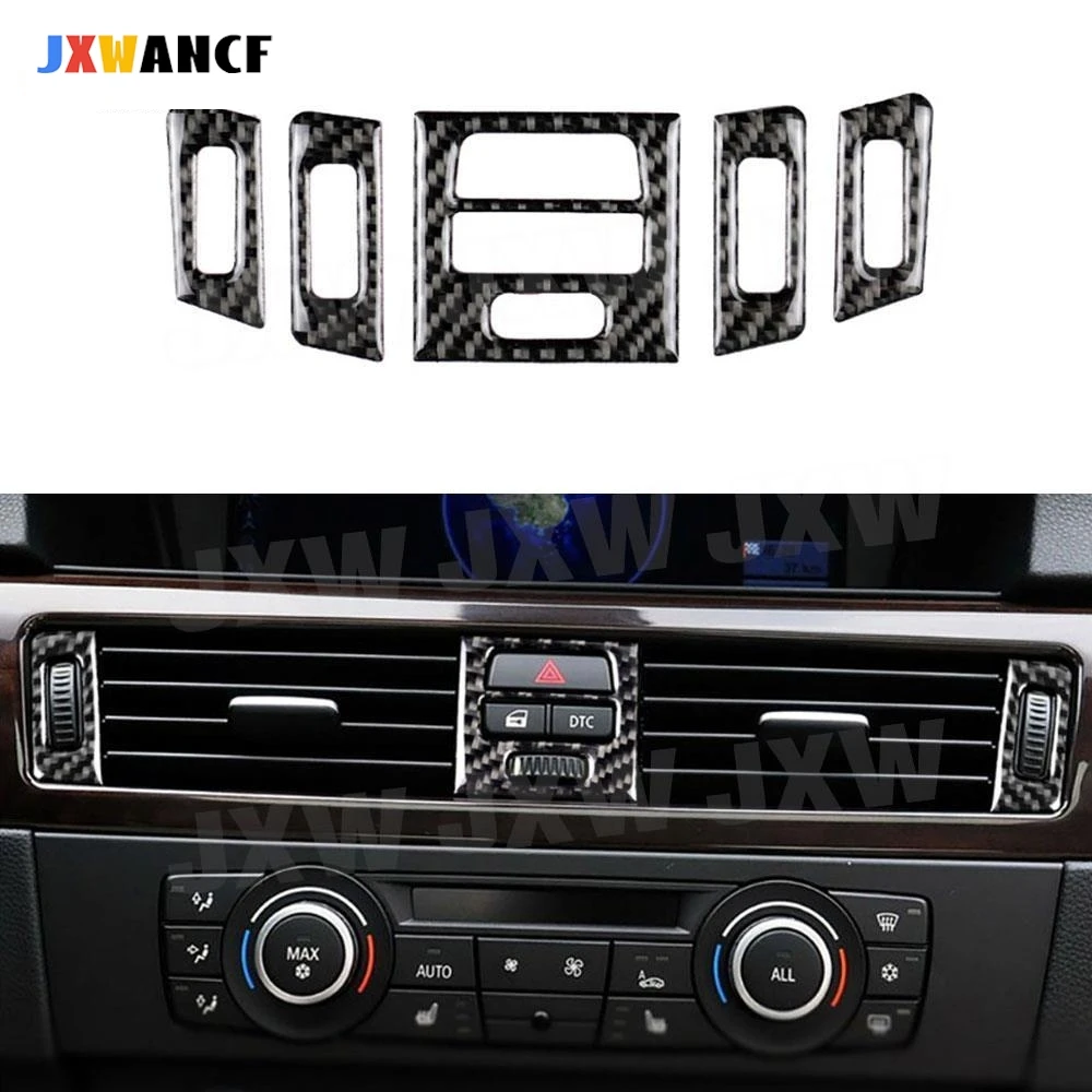 

JXWANCF Carbon Fiber Interior Center Console Air Conditioning Outlet Panel Vent Frame Cover Trims for BMW E90 E92 E93 2005-2012