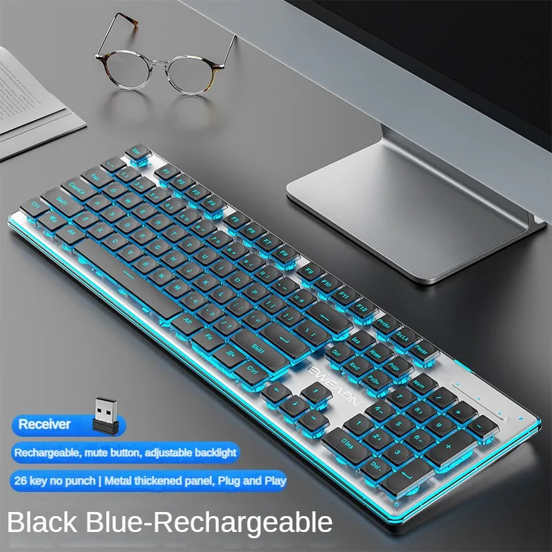 Imagem -05 - Conjunto Teclado e Mouse sem Fio Ultra Fino Silencioso Botão Chocolate Uso de Escritório Acessórios para Notebook Teclado Rgb Eweadn-x7s