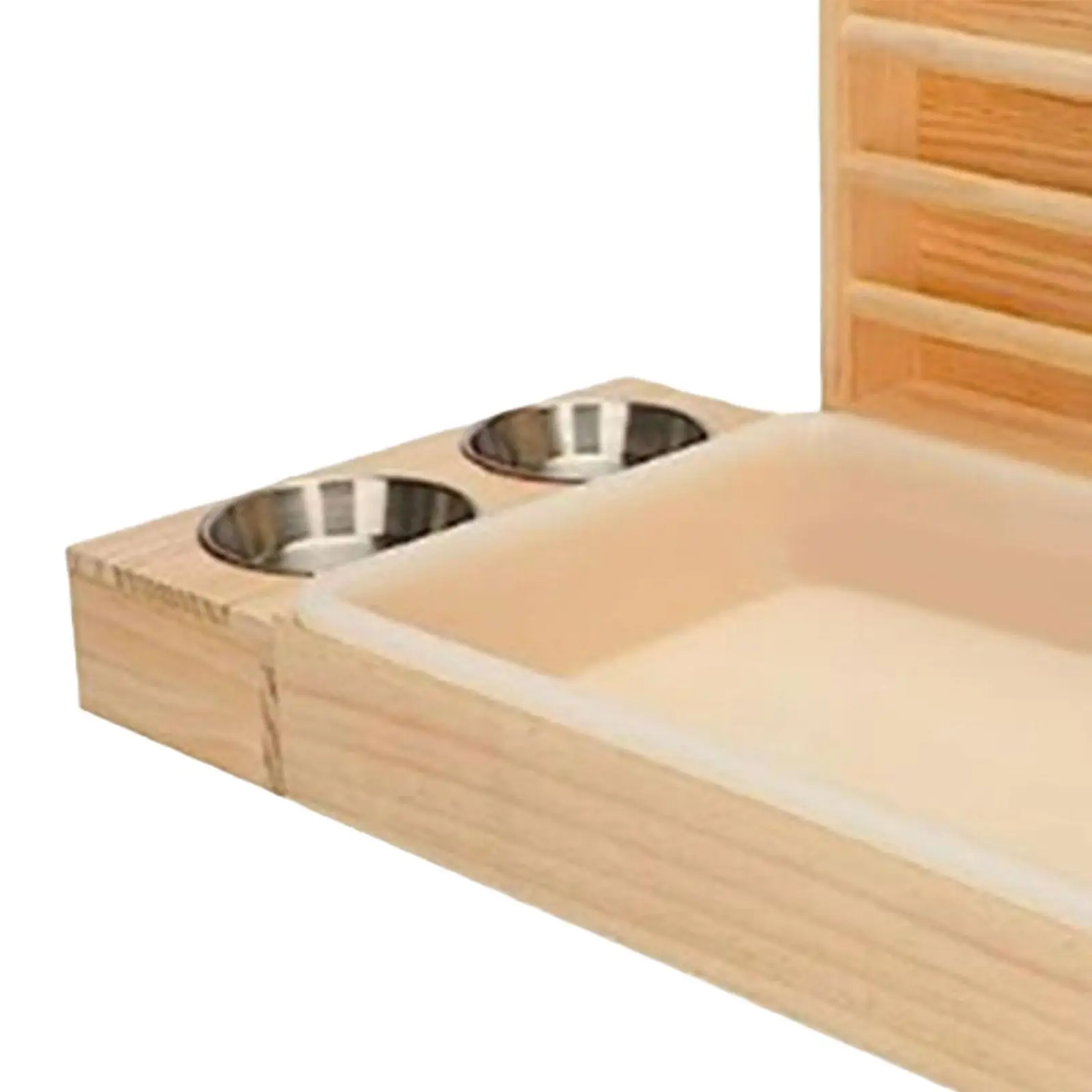 Bunny Hay Manger Wooden Rabbit Hay Feeder with Litter Box Bowls Water Feeder