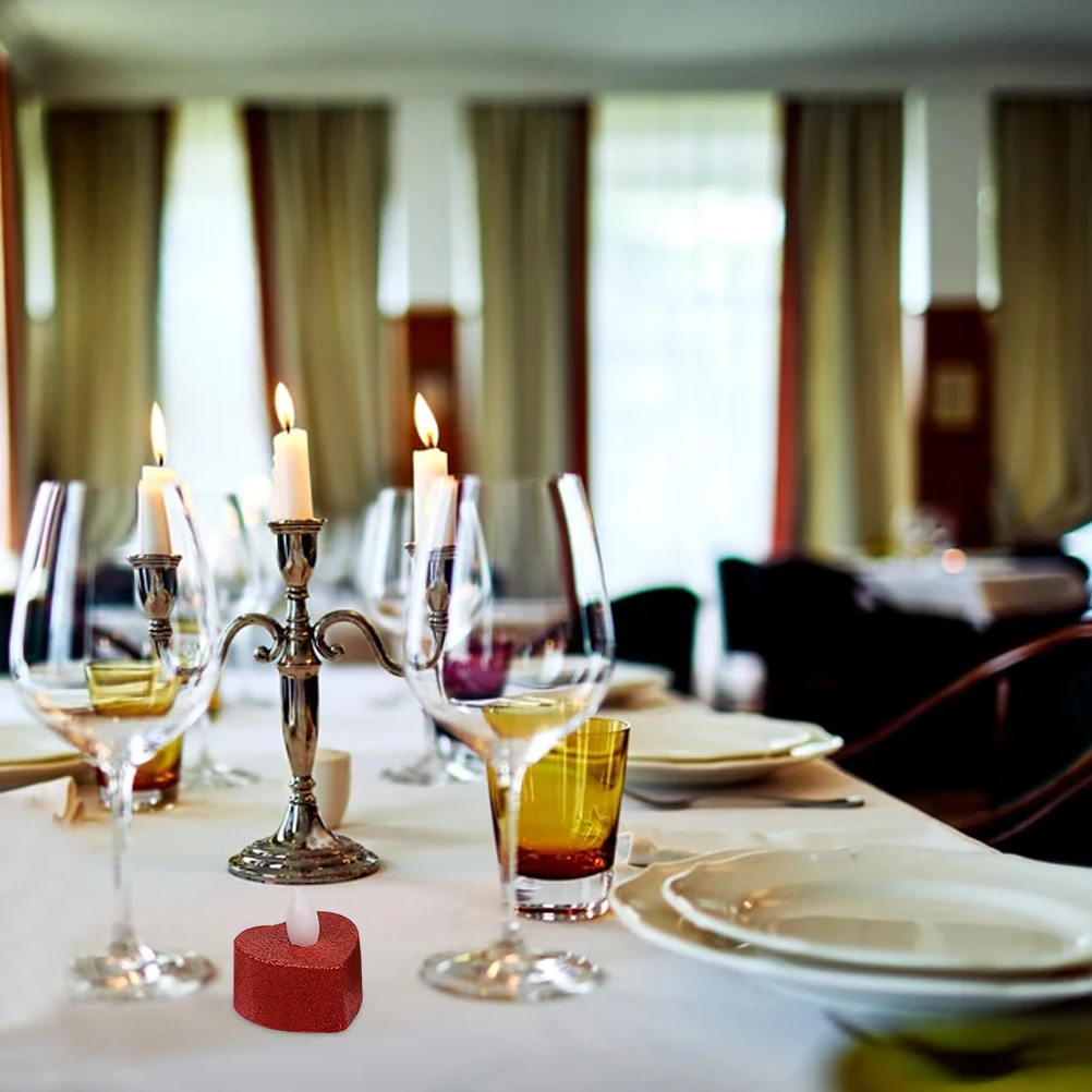 

12Pcs LED Heart-Shape Lamp Simulation Lifelike Decorative Flameless Electronic Light Party Wedding Home Decor Lamp