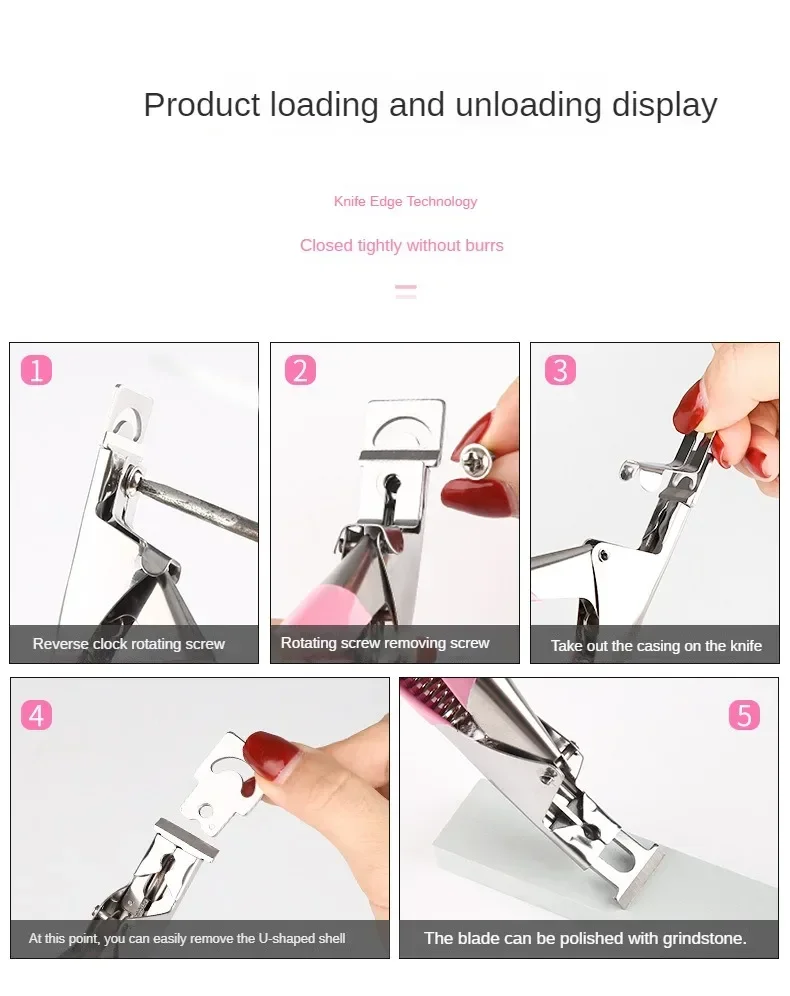 가짜 손톱 커터 유형 U 단어 거짓 팁 전문 손톱깎이 스트레이트 에지 커터 매니큐어 펜치 단두대 네일 캡슐