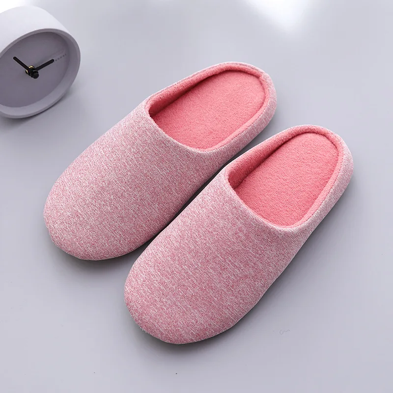 Women's Memory Foam Cotton House Slippers for Summer Comfortable Washable Indoor Bedroom Shoes With Non-Slip Rubber Outsoles