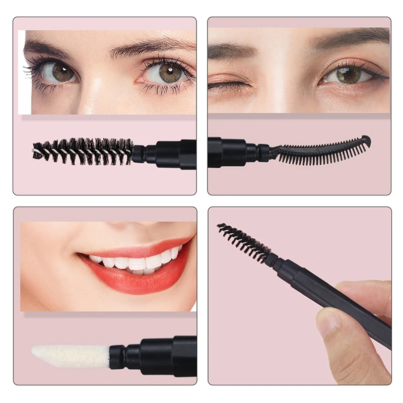 Portable Short Handle Spiral Eyebrow Brush With Transparent Dust Cover Eyelash Comb Lip Brush Eyebrow Extension Makeup Tool