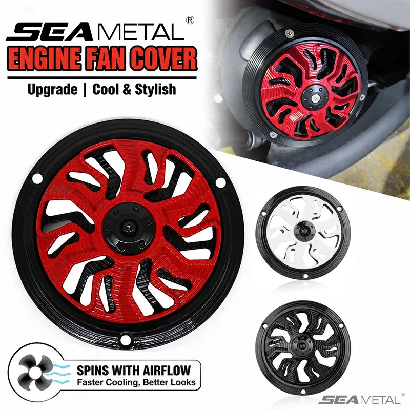 SEAMETAL Motorcycle Engine Fan Protector Aluminum Alloy Cooling Cover Rotating Center Engine Decorative Fan Covers Accessories