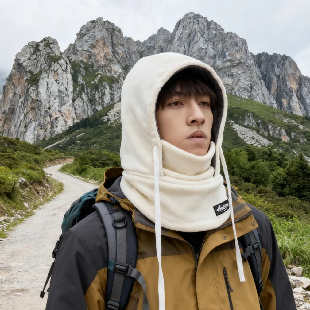Men Women Fashion Winter Pullover Hat Balaclava Hat With Mask Outdoor Ear Neck Protection Windproof Hooded Scarf Earmuffs Cap