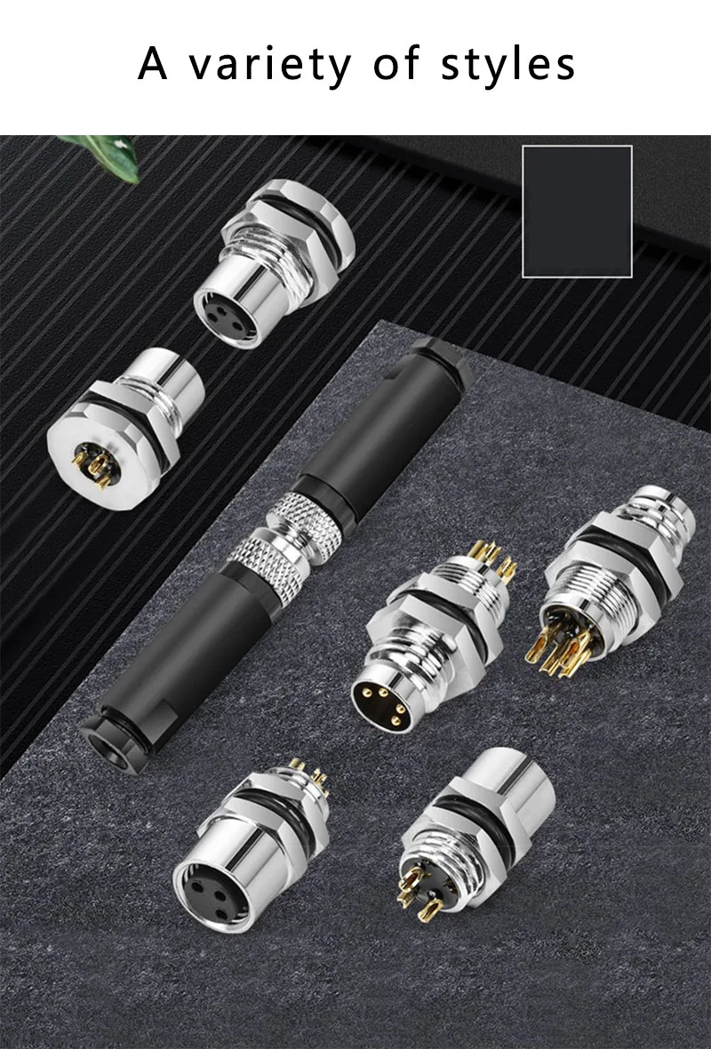 M8 Panel Front/Back Mount Sensor Connector Flange Socket Screw Threaded Coupling 3,4,5,6,8-Core Male And Female Aviation A Type