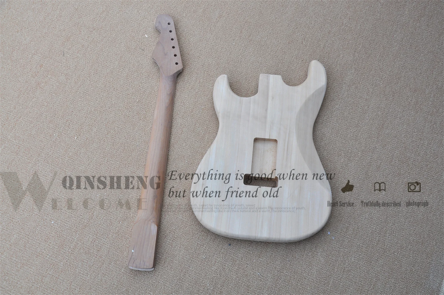 DIY Electric Guitar Semi-Finished, Toasted Maple Headstock, Alder Body, Stra Guitar No Paint