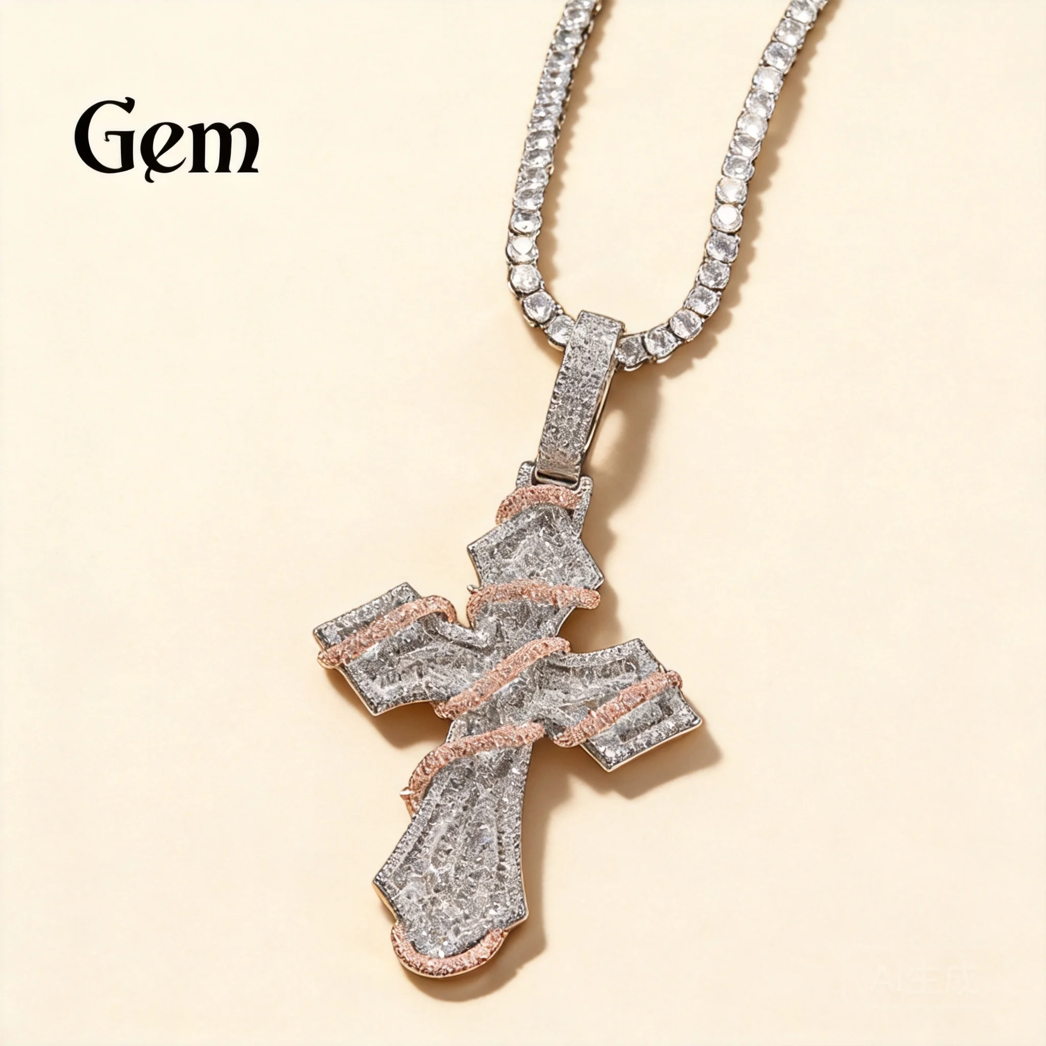 Iced Out Thorn Cross Pendant Necklace For Men Lucky Blessing Hip Hop Jewelry 24 Inch 3mm Twisted Chain Gold Silver Rose Gold Ful