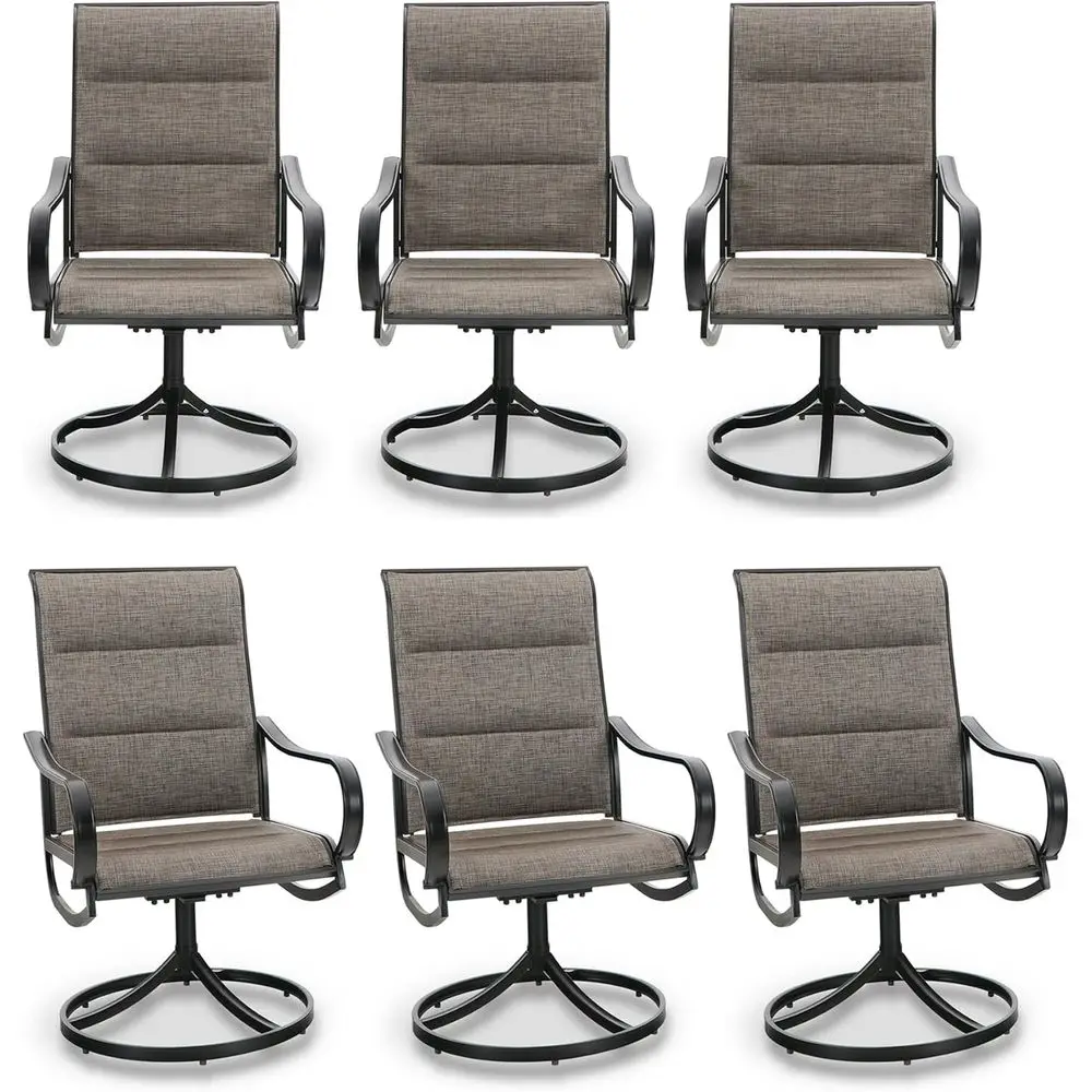 

Outdoor Swivel Patio Dining Chairs Set o 6, All Weather Patio Chair with Padded Textilene & Metal e or Outdoor Poolside Lawn Gar