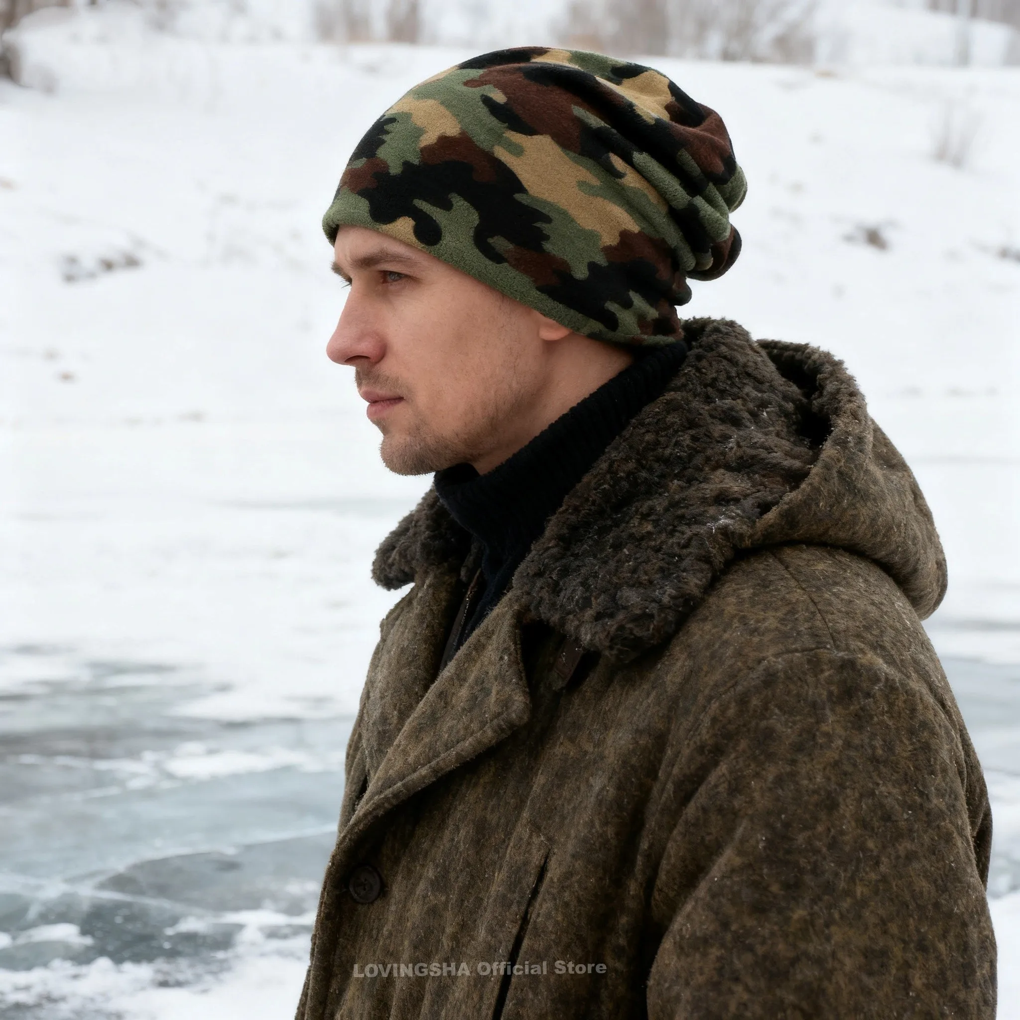 LOVINGSHA Autumn Winter Thin Multifunction Women Skullies Beanies Camouflage Design Hats For Men Fashion Feminino Scarf HT110