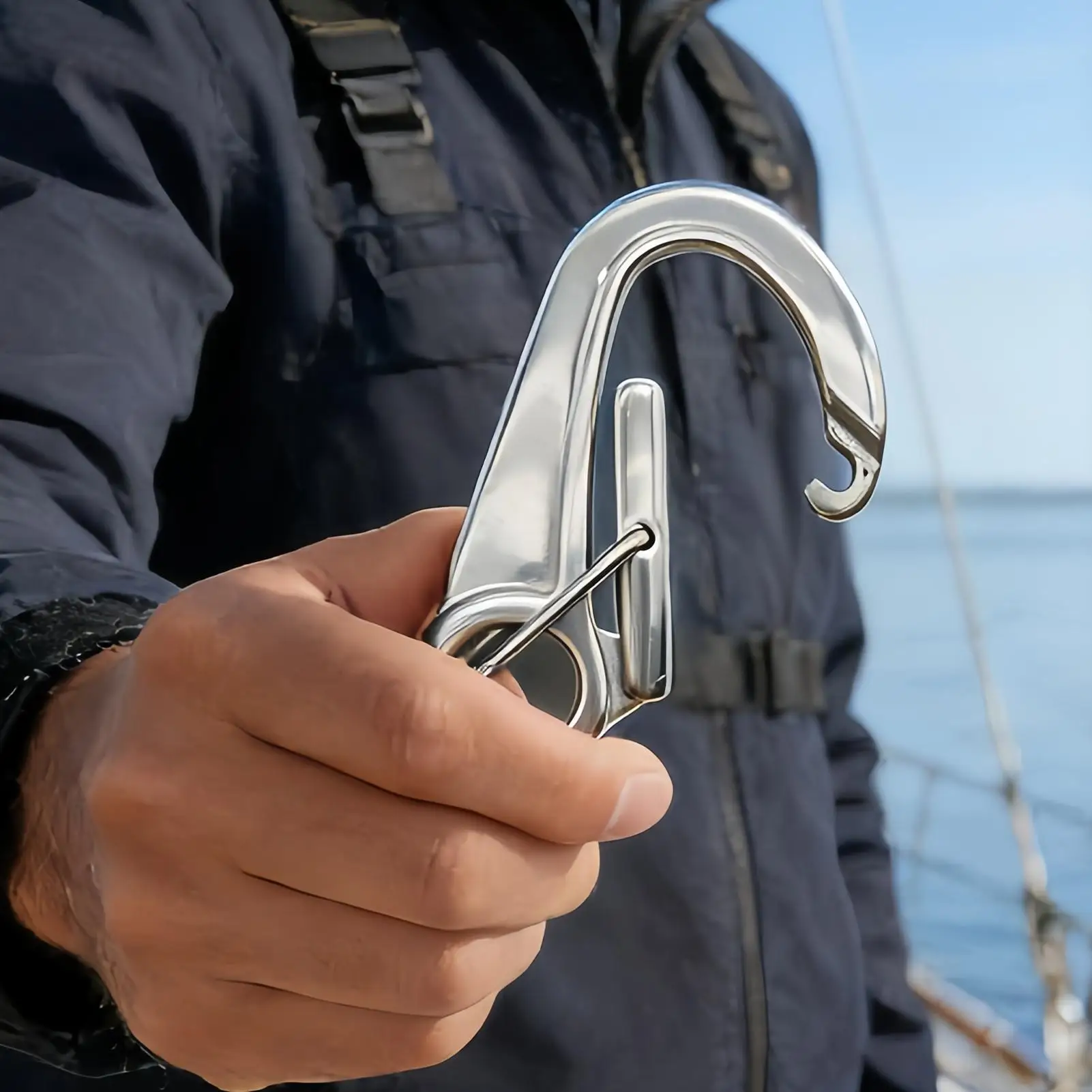 Dubbele zelfsluitende klimkarabijnhaak Zware roestvrijstalen veiligheidskarabijnhaak voor wandelen, varen, sportschool, rugzak en hondenriem