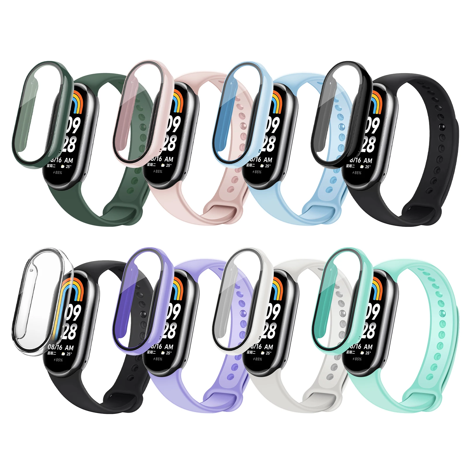 Case For Xiaomi Mi Band 8 Cover Shockproof Full Hard Screen Protector Tempered Glass For Xiaomi Mi Band8 Miband 8 Accessories