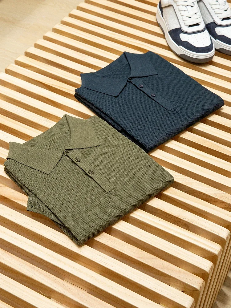 

DST German machine custom-woven and dyed special fabric men's casual lapel short-sleeved POLO shirt