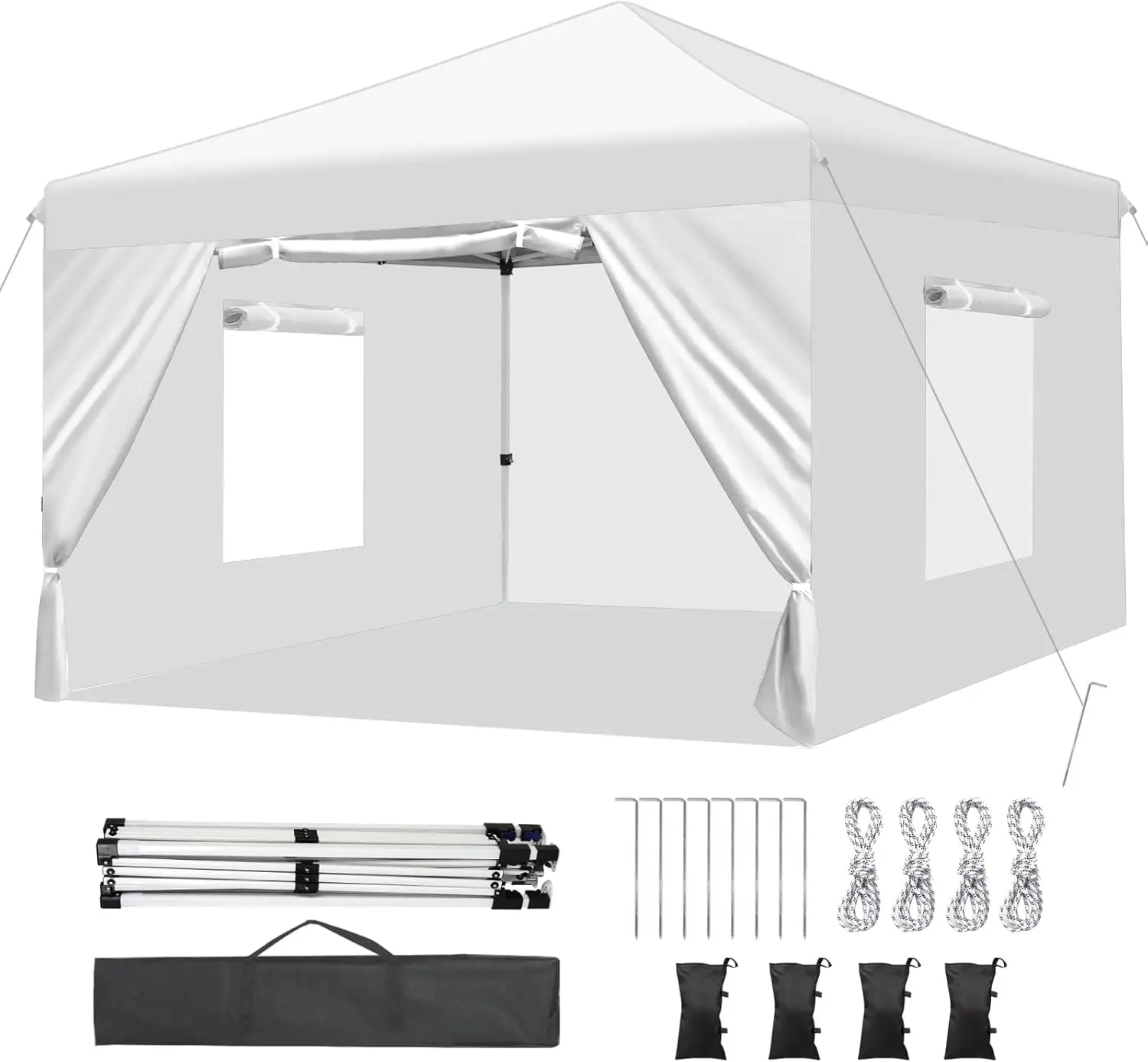 

10x10 Pop Up Canopy Tent with 4 Removable Sidewalls, Ez Pop Up Outdoor Canopy, Adjustable Waterproof Canopy with Roller Bag