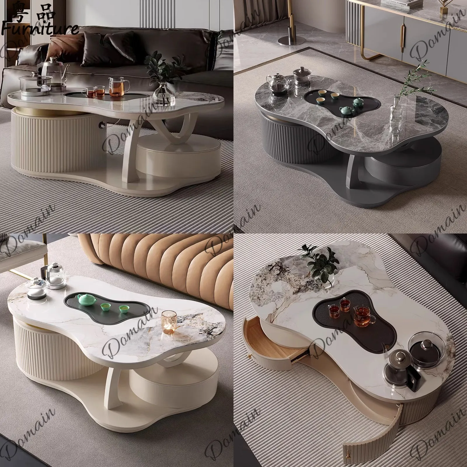 Slab Living Room Cloud Coffee Table Integrated Tea Table Multifunctional Sofa Light Luxury Home Small Space