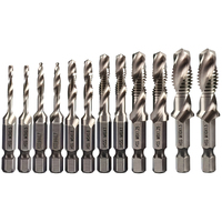 6pcs/12pcs M3-M10 Composite Screw Tap Drill Bit Set,Hex Shank,for Screw Tapping&Countersink Drilling,for Wood Plastic&Soft Metal