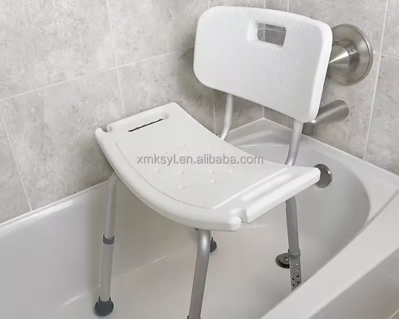 Aluminum Shower Chair, Aluminum Alloy 65 x 35 x 35 CM, Portable Shower Seat with Backrest, Bathroom Safety Equipment for Elderly