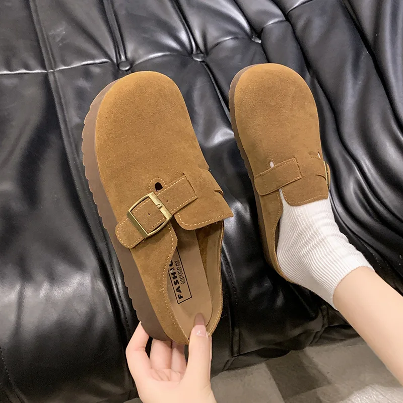 

High-top Round-toe Half-heeled Women Slippers 2025 New Style Outerwear Anti-slip Sports Casual Women Shoes Bowhead Slippers