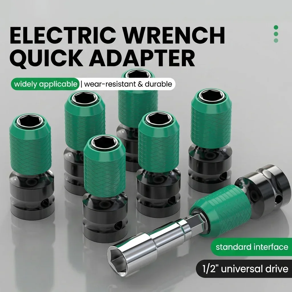1/2-inch Quick Impact Wrench Adapter Parkside Square Drive to 1/4-inch Female Impact Wrench for Ratchet Release Hex Accessories
