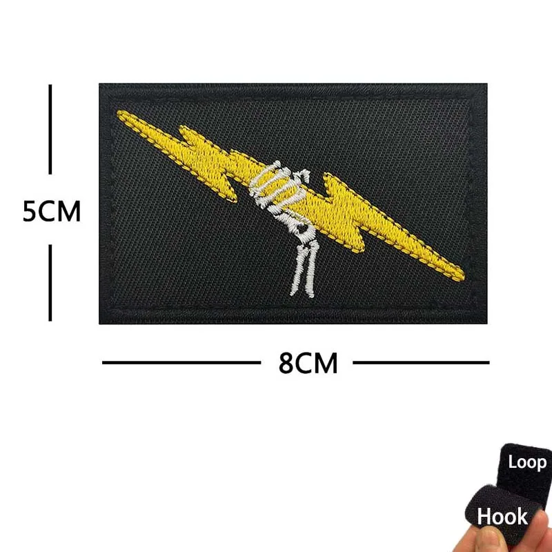Piratenflagge, FOG Forward Observations Kleidungsabzeichen, Blackbeard Totenkopf Herz bestickte Applikation taktisches Emblem Hakenschlaufen-Aufnäher