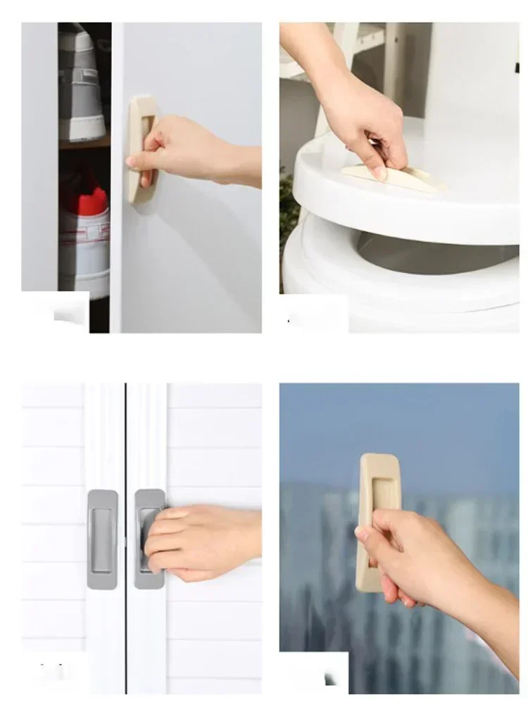 4 Pcs Door Handle Door Handle Perforation Free Cabinet Door Wardrobe Handle Window Handle Sliding Door Drawer Refrigerator Handl