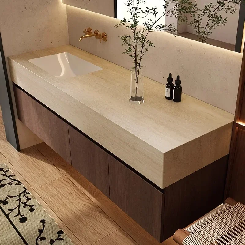 Medieval  slab seamless ceramic integrated basin bathroom cabinet combination bathroom washstand wash basin face pool