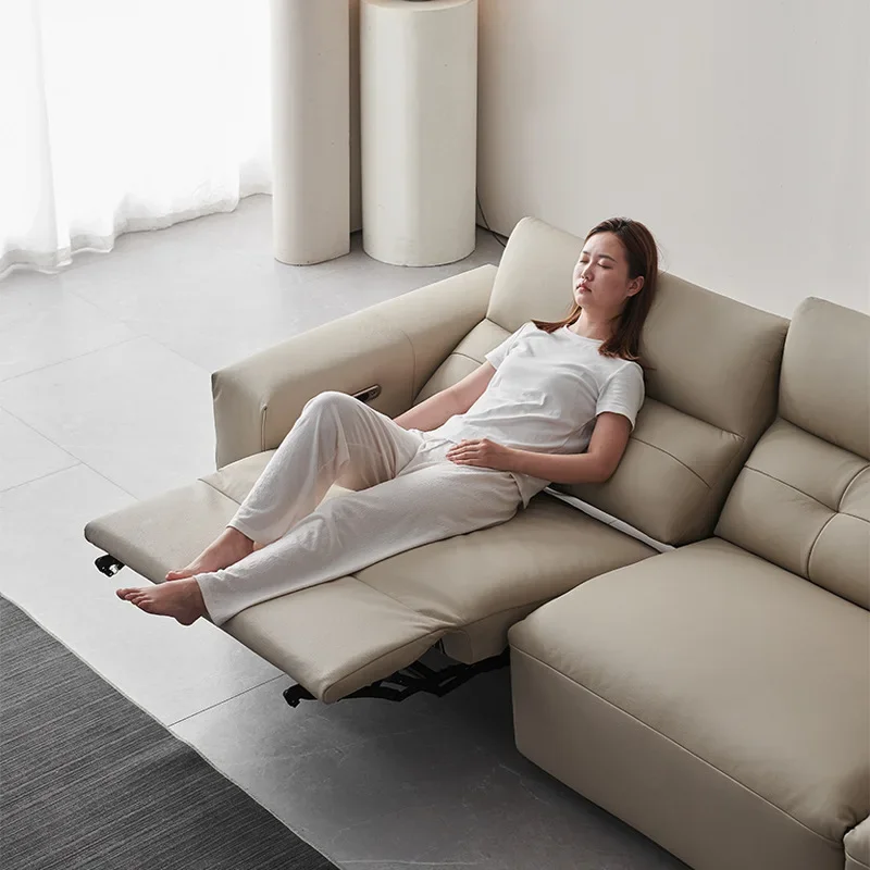 The first layer of cowhide intelligent electric leisure leather sofa living room dual function adjustable