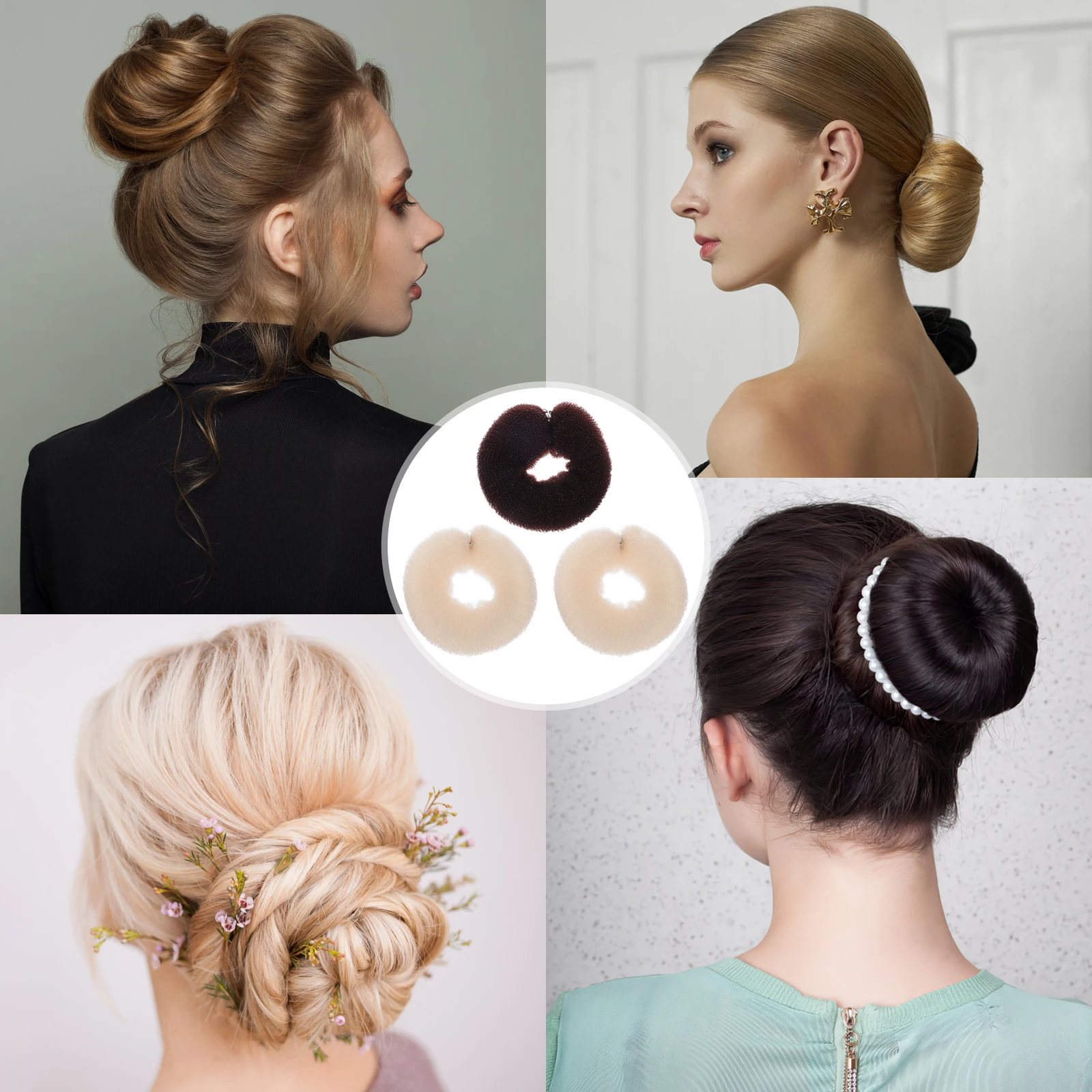 

3Pcs Curl Hair Roller for Women Girls Soft Nylon Material with Copper Buckle DIY Updo Styling Hair Accessories