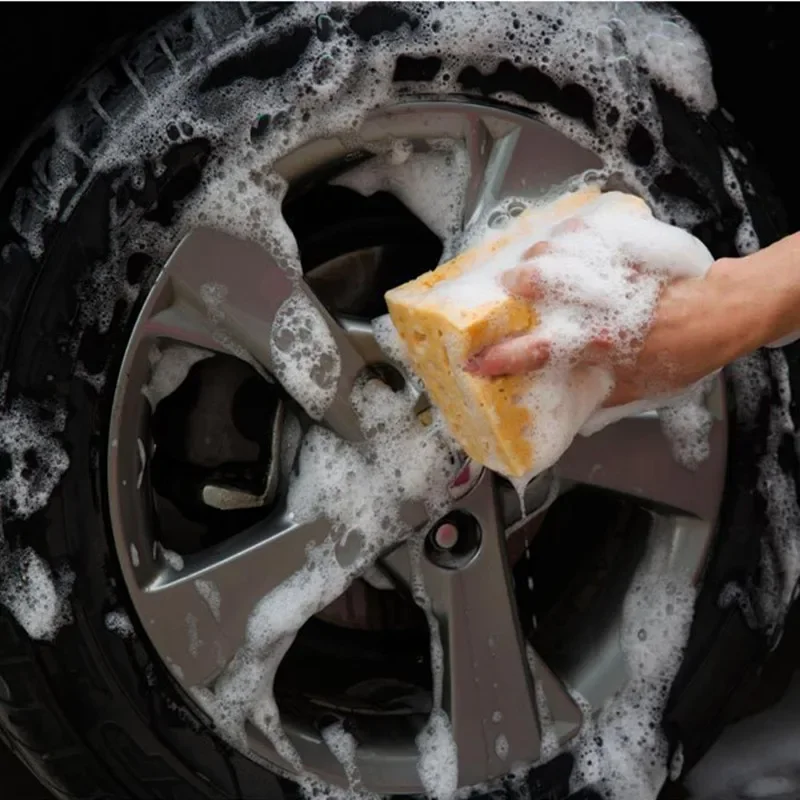 Esponja de lavado de coche Extra grande, panal de Coral, amarillo, bloque de esponja gruesa, suministros de coche, herramientas de lavado de