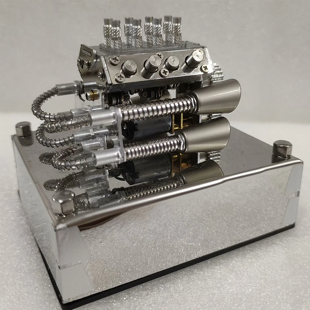 

Модель металлического двигателя V8, кнопка запуска из нержавеющей стали, без сборки, креативный праздничный подарок «сделай сам»