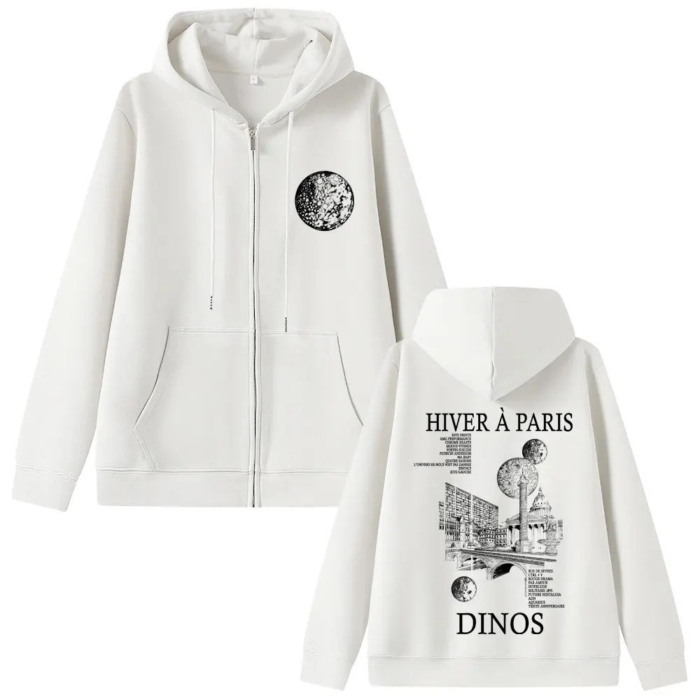 래퍼 디노스 히버 아 파리 앨범 그래픽 지퍼 후디 남녀 힙합 패션 팝 음악 스트리트웨어 남성 캐주얼 집업 재킷