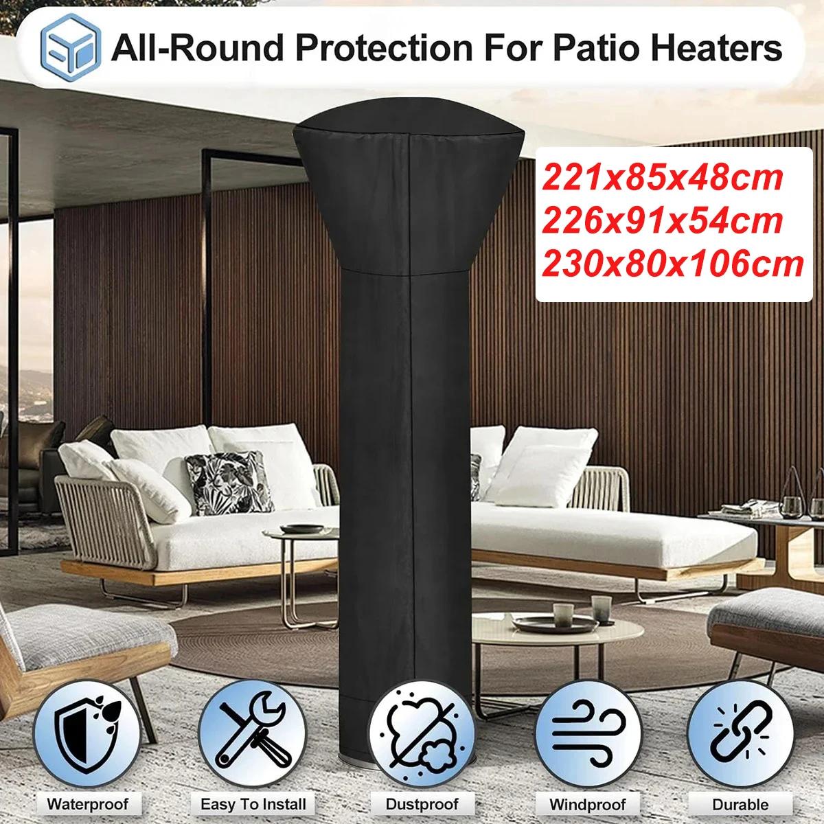 

Patio Heater Cover Heavy Duty Gas Pyramid Umbrella Heater Cover Waterproof Outdoor Furniture Protector All-Purpose Covers